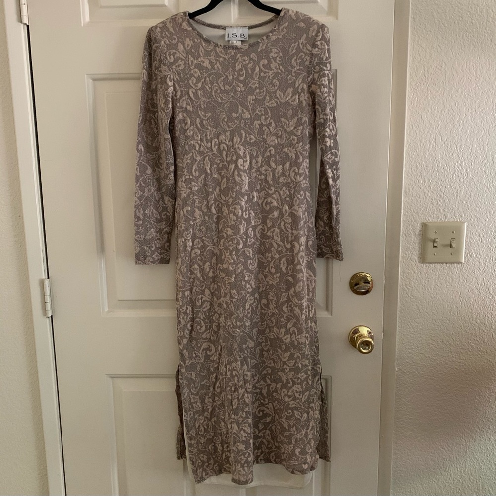 Vintage 80s 90s long sleeve side slit maxi dress